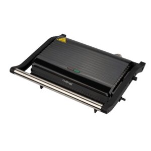 Grill Electric cu Plăci Striate Cheffinger Home, 1000 W, Deschidere 180°, Plăci Antiaderente