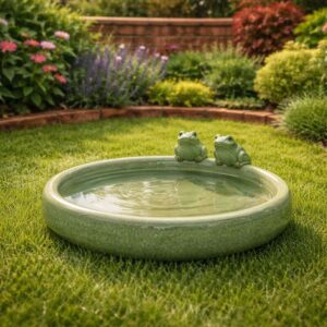 Adăpătoare pentru Păsări și Insecte Belavi, Ceramică, Verde, Ø 30 cm, pentru Grădină și Terasă