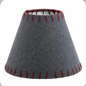 Abajur Lampă Textil Gri cu Cusături Roșii – Design Modern, Conic, pentru Lampă de Masă sau Veioză ( Set 3 buc. )