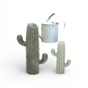 Set decorațiuni belavi cactus ceramic – 2 piese (mare + mic), Verde, Interior/Exterior