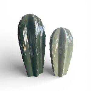 Set 2 decorațiuni belavi cactus rotund – Ceramică, Verde, Interior/Exterior