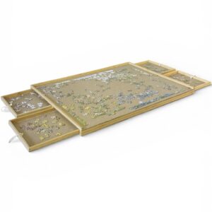 Organizator puzzle 1000 piese Home Creation tavă din lemn cu sertare și capac Voreea
