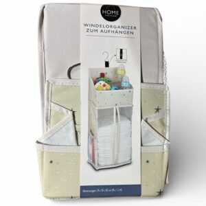 Organizator Scutece Suspendabil HOME CREATION – 50 cm – Crem cu Steluțe – 3 Compartimente