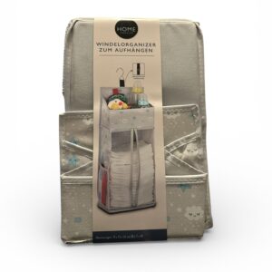 Organizator Scutece Suspendabil HOME CREATION – 50 cm – Gri cu Steluțe Albastre – 3 Compartimente