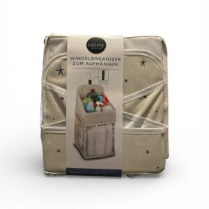 Organizator Scutece Suspendabil HOME CREATION – 45 cm – Crem cu Steluțe Bleumarin – 3 Compartimente Largi