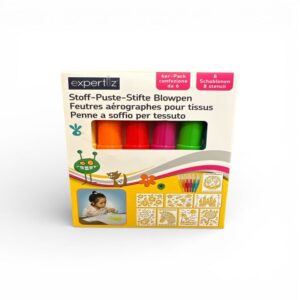 Set Carioci Suflare pentru Textile Expertiz Blowpens – 6 Culori, 8 Șabloane, Pentru Materiale Textile