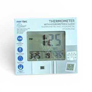 Termometru Interior nor-tec cu Higrometru și Ceas – LCD, Magnetic, CR20