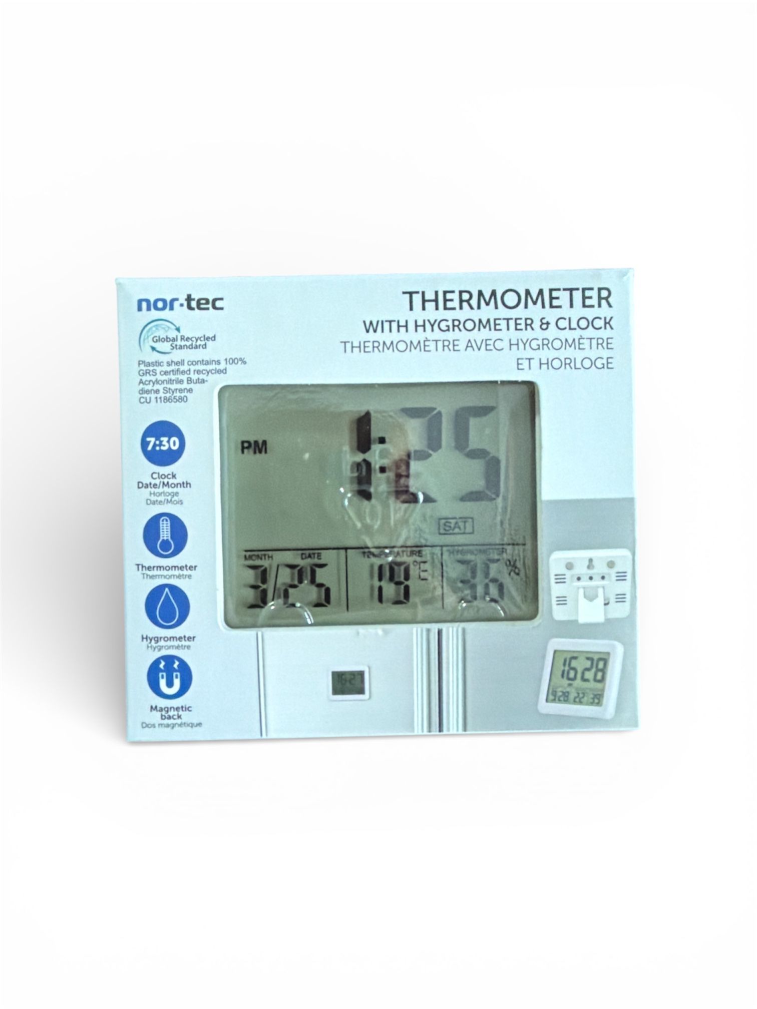 Termometru Interior nor-tec cu Higrometru și Ceas – LCD, Magnetic, CR20