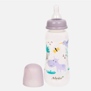 Biberon Alvär Baby Roz 250 ml – Fără BPA, 4 luni+, Tetină Silicon, Capac Protector
