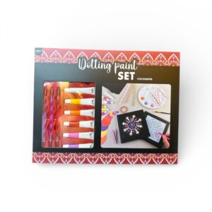 Set pictura cu puncte Craft World cu 6 culori acrilice si sabloane