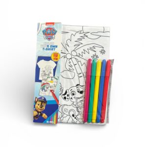 Tricou de Colorat pentru Copii Paw Patrol 110–116 – 100% Bumbac, 5 Carioci Textile Incluse