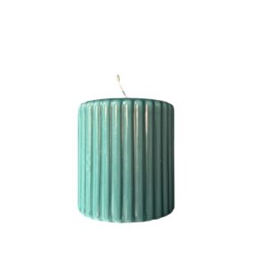 Lumânare Decorativă Cilindrică Nervurată – Verde Petrol, Parafină, Design Modern