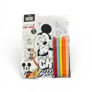Tricou de Colorat pentru Copii Mickey Mouse 110–116 – 100% Bumbac, 5 Carioci Textile Incluse