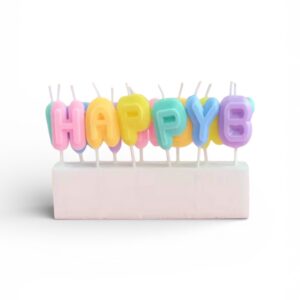 Set Lumânări Aniversare Happy Birthday – 13 Bucăți, Culori Pastelate, pentru Tort