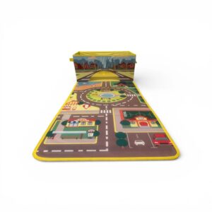 Cutie Depozitare Pliabilă Copii Home Creation – cu Covoraș Joacă Integrat, Model Oraș City Road