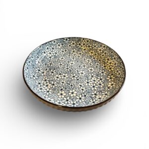 Farfurie Adâncă Ceramică cu Model Floral – Alb/Albastru, Formă Rotundă, Pentru Servire