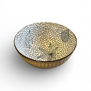 Bol / Castron Ceramic cu Model Marin Mozaic – Exterior Bej Texturat, Pentru Servire