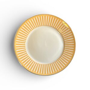 Farfurie Întinsă Harmony Galben 27 cm – Model Linii Radiale, Porțelan