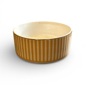 Bol Harmony Galben 14 cm – Model Dungi Verticale, Porțelan