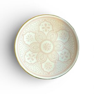 Farfurie Desert SAHARA Roz 20 cm – Model Floral Ornamental, Porțelan