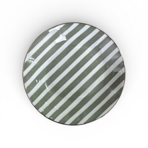 Farfurie Adâncă Harmony – Ø20 cm, ~650 ml, Alb cu Dungi Verzi, Ceramică