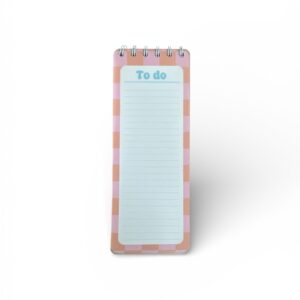 Bloc Notes Spirală To Do DLP – Notepad Listă Sarcini, Model Pătrățele Roz-Portocaliu