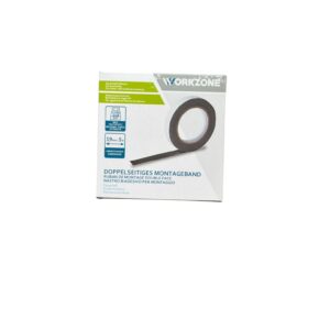Bandă Dublu Adezivă de Montaj Permanentă WORKZONE, 19 mm × 5 m, Rezistentă la UV, Fixare Puternică