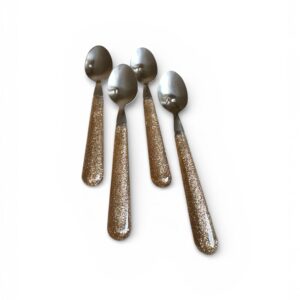 Set 4 Linguri de Desert Amefa Sparkle Gold – Oțel Inoxidabil, Mâner Glitter Auriu