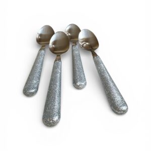 Set 4 Linguri Sparkle Silver Amefa – Linguri Desert, Mâner Sclipitor Argintiu