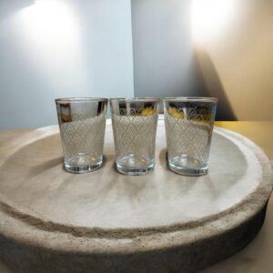 Set 3 Pahare Sticlă TrendGlass – Model Geometric Auriu, pentru Băuturi, 3 buc