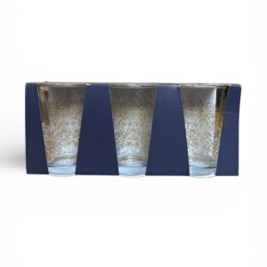 Set 3 Pahare Sticlă TrendGlass – Model Floral Auriu, pentru Băuturi, 3 buc