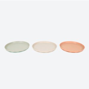 Set 3 Farfurii Anti-Alunecare Alvår Baby – Verde Mentă, Crem & Roz Piersică, Anti-Slip pentru Bebeluși