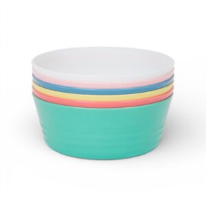 Set 6 Boluri Multicolore (Verde Mentă, Coral, Galben, Albastru, Roz, Alb) – Plastic PP, 100°C, Compatibile Mașină de Spălat Vase