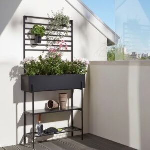 Raft de grădină cu jardinieră și spalier Belavi metal 73x22x142 cm suport plante Voreea