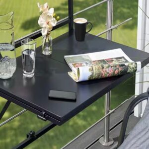 Masa balcon pliabila cu uscator rufe Belavi metal negru 70x56 cm