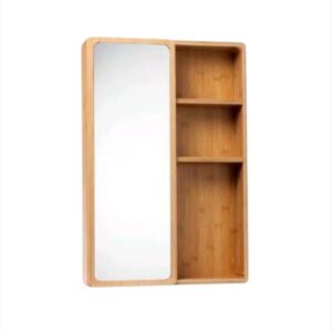 dulap de baie cu oglinda home creation bambus natural montaj pe perete