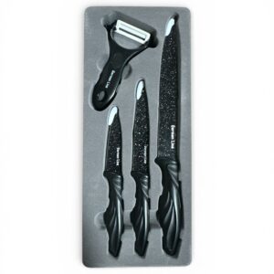 Set Cuțite Bucătărie German Line – 4 Piese, Acoperire Non-Stick Maifan, Peeler Inclus