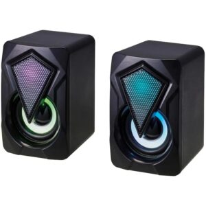 Boxe PC gaming POSS GSP2008, 2.0, 6W RMS, iluminare RGB, control volum, USB