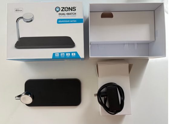 Încărcător Wireless Rapid Zens Dual + Watch Aluminium Series pentru Două Telefoane și Ceas Inteligent, 10W