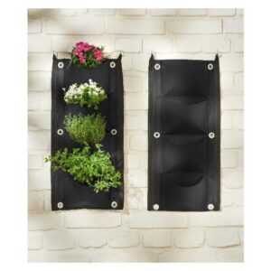 Set 2 buzunare textile pentru grădină verticală Parkside – 65 × 30 cm, 4 compartimente, montaj pe perete
