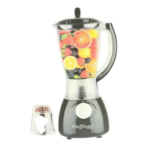 Blender Electric Negru Cheffinger Home CF-PB1.5 – 1000W, Vas Sticlă 1.5L, 4 Viteze, 6 Lame Inox, Funcție Zdrobire Gheață