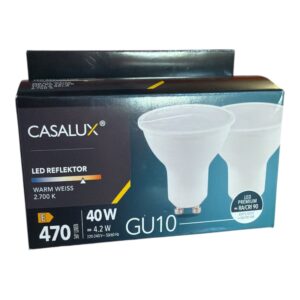 Set 2 Becuri LED GU10 Casalux 4.2W (40W Echivalent) – 470 lm, Alb Cald 2700K
