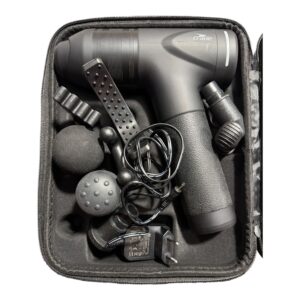Pistol de Masaj Crane cu 8 Capete, 30 Niveluri Intensitate, Baterie Li-Ion 1500 mAh, Husă Transport