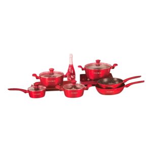 set vase gatit 10 piese royalty line acoperire marmura rosu