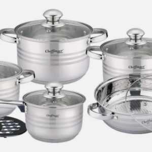 Set vase de gatit Cheffinger Home CF-SS1231 din otel inoxidabil 12 piese