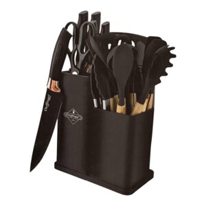 Set Ustensile Bucătărie 19 Piese Cheffinger Home KSUT01 – Cuțite, Ustensile Gătit, Suport Organizator și Tocător