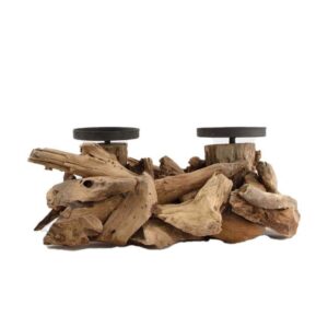 Suport Lumânări Decorativ din Lemn Natural Seasons & Style – 2 Lumânări, Design Rustic