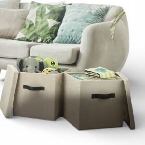 Set 2 Cutii Depozitare Textile Home Creation – 30×30×30 cm, Organizator Pliabil pentru Haine și Jucării