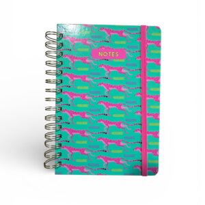 Caiet Spirală A5 cu Elastic – 100 File, Model Leopard Colorat, Agendă Notițe