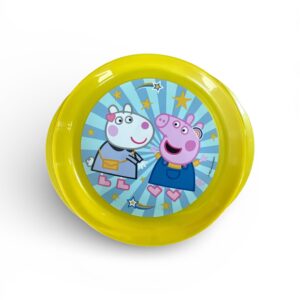 Farfurie pentru Copii Peppa Pig – Plastic Alimentar, Compatibil Microunde, Galben